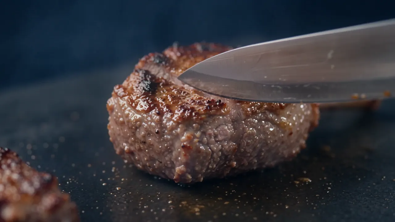 Slicing grilled meat